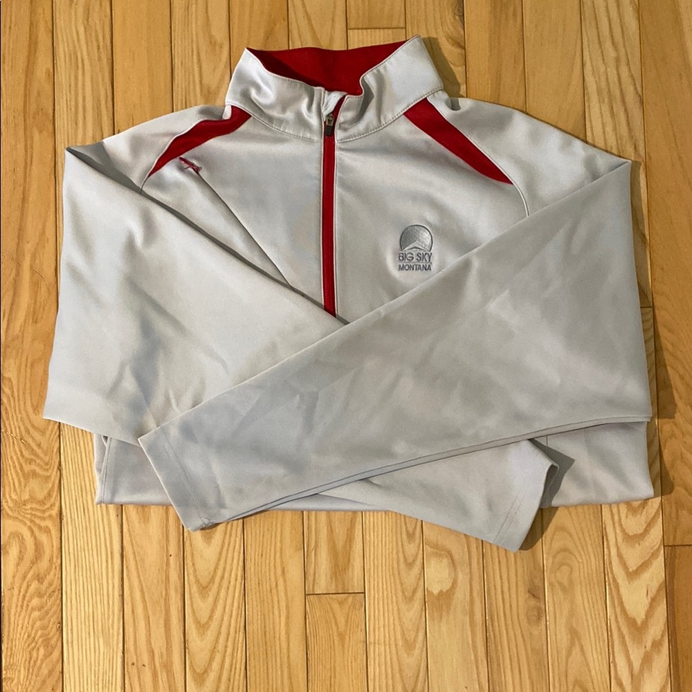 Sun Mountain Gray and Red Quarter-Zip Pullover